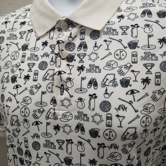 AG Adriano Goldschmied Bryce S/S Polo Bold Golf Print Medium white black - Picture 4 of 7